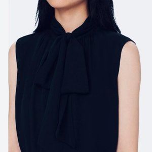 Tory Burch Navy Sleeveless Blouse with Tie size 16